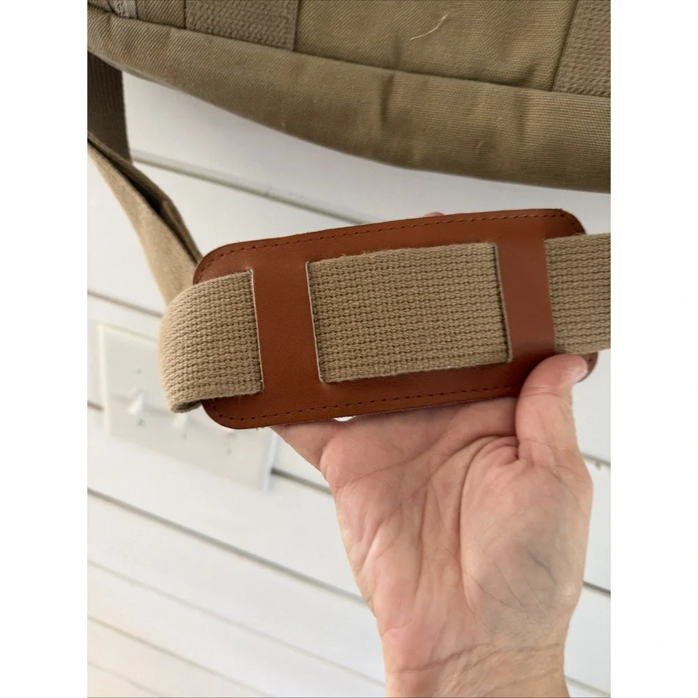 Vintage Lands End Square Rigger Shoulder Canvas Messenger Bag Khaki OLA0002